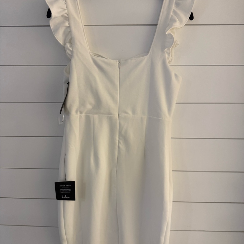 Lulu's White Square Neck Ruffle Strap Mini Dress - Picture 2 of 8